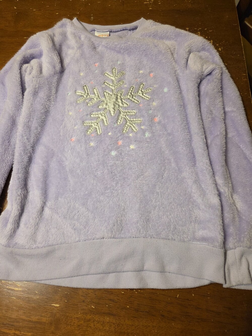 Jumping Beans Cozy Lavender Fuzzy Snowflake Sweatshirt